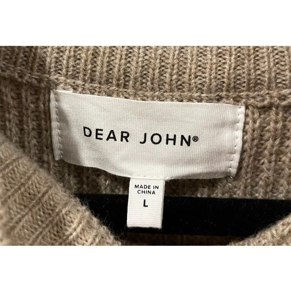 DEAR JOHN Felicia Peplum Tan Long Sleeve Fall Sweater - Picture 6 of 8